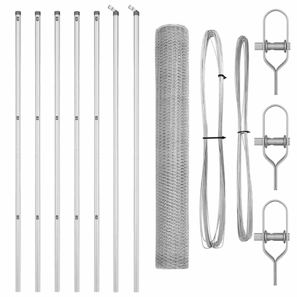 Zaunpfosten Silber 10 x 1,4 m (13 mm Maschen) Stahl