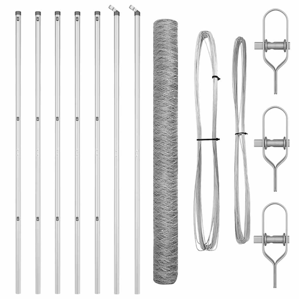 Zaunpfosten Silber 10 x 1,5 m (36 mm Netz) Stahl