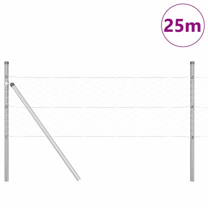 vidaXL Zaunpfosten Silber 25 x 0,4 m (50 mm Mesh) Stahl