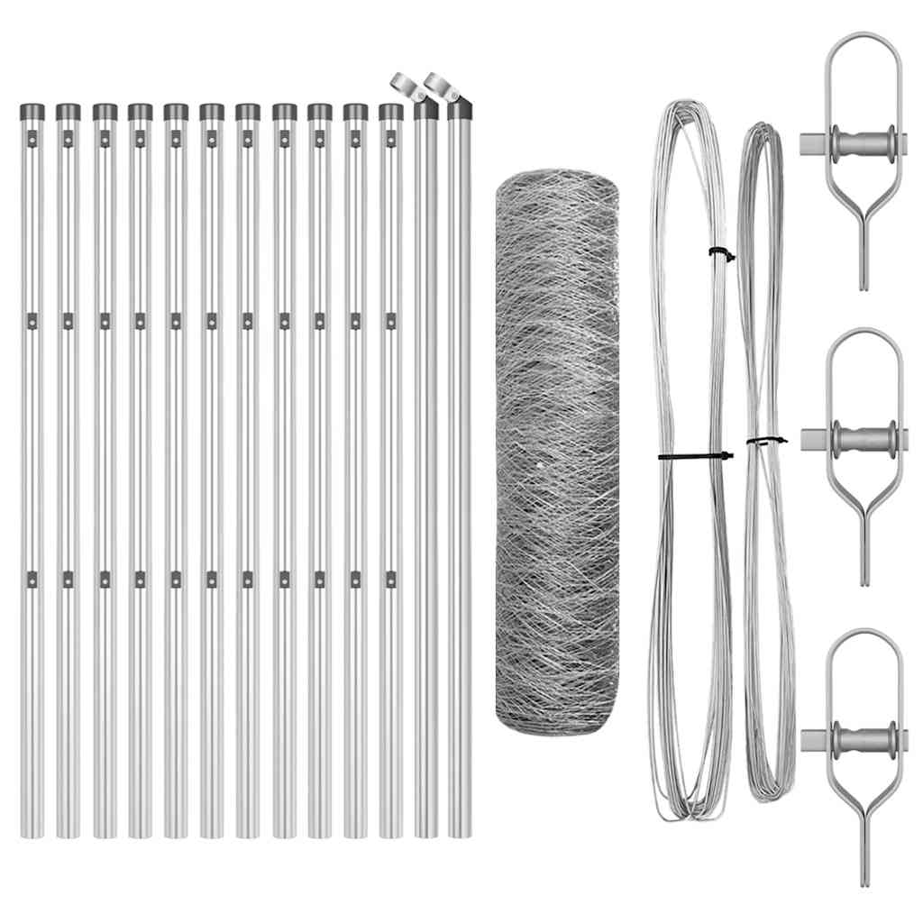 vidaXL Zaunpfosten Silber 25 x 0,6 m (36 mm Maschen) Stahl