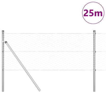 vidaXL Zaunpfosten Silber 25 x 0,6 m (36 mm Maschen) Stahl