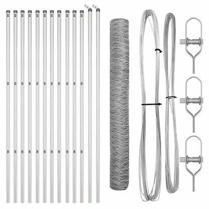 vidaXL Zaunpfosten Silber 25 x 1,2 m (36 mm Netz) Stahl