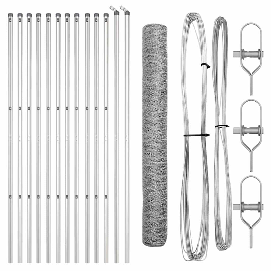 Zaunpfosten Silber 25 x 1,2 m (50 mm Maschen) Stahl