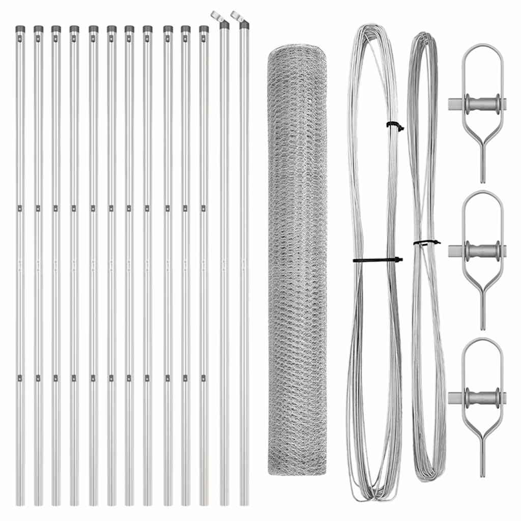 Zaunpfosten Silber 25 x 1,4 m (13 mm Mesh) Stahl