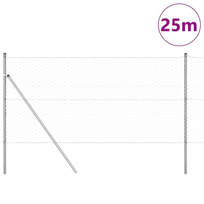 vidaXL Zaunpfosten Silber 25 x 1,4 m (50 mm Mesh) Stahl