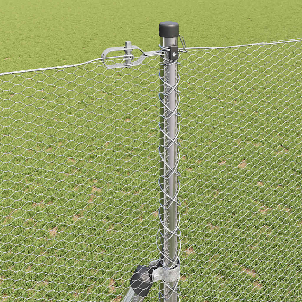 Zaunpfosten Silber 25 x 1,5 m (13 mm Maschenweite) Stahl