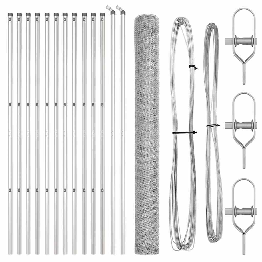 Zaunpfosten Silber 25 x 1,5 m (25 mm Gitter) Stahl