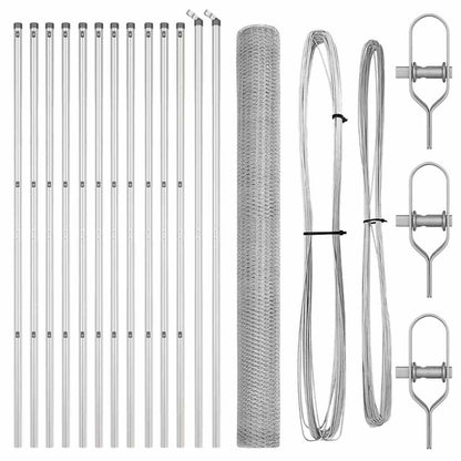vidaXL Zaunpfosten Silber 25 x 1,6 m (25 mm Netz) Stahl