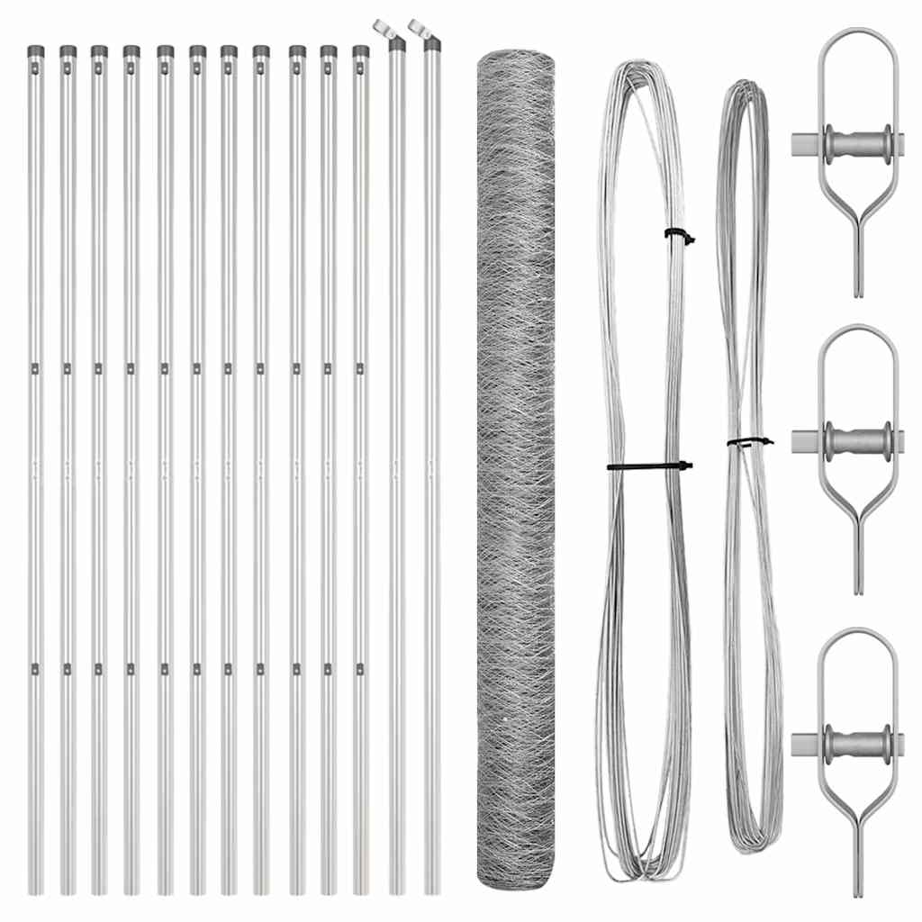 vidaXL Zaunpfosten Silber 25 x 1,6 m (36 mm Mesh) Stahl