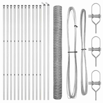 vidaXL Zaunpfosten Silber 25 x 1,6 m (36 mm Mesh) Stahl