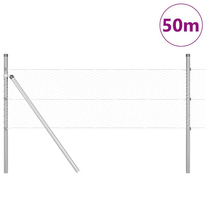 Zaunpfosten Silber 50 x 0,4 m (25 mm Netz) Stahl