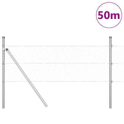 vidaXL Zaunpfosten Silber 50 x 0,4 m (36 mm Maschen) Stahl