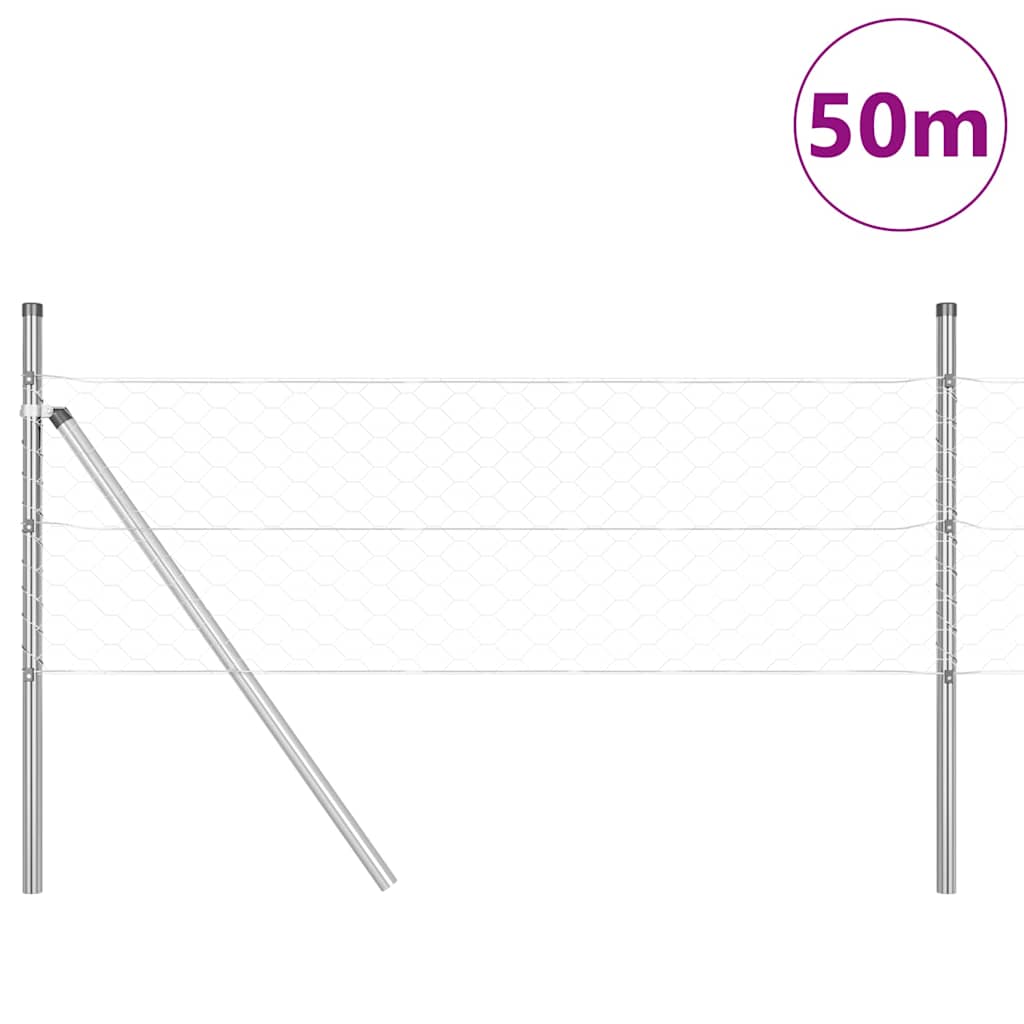 vidaXL Zaunpfosten Silber 50 x 0,4 m (50 mm Netz) Stahl