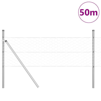 vidaXL Zaunpfosten Silber 50 x 0,4 m (50 mm Netz) Stahl