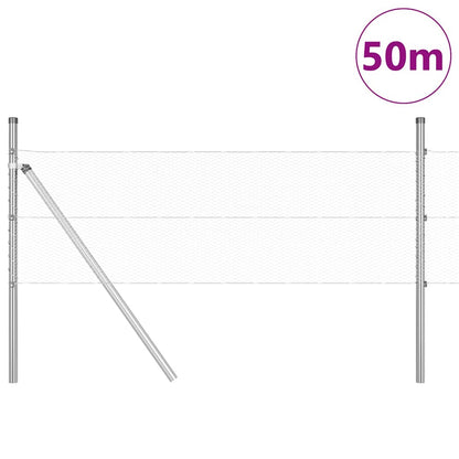 vidaXL Zaunpfosten Silber 50 x 0,5 m (13 mm Masche) Stahl