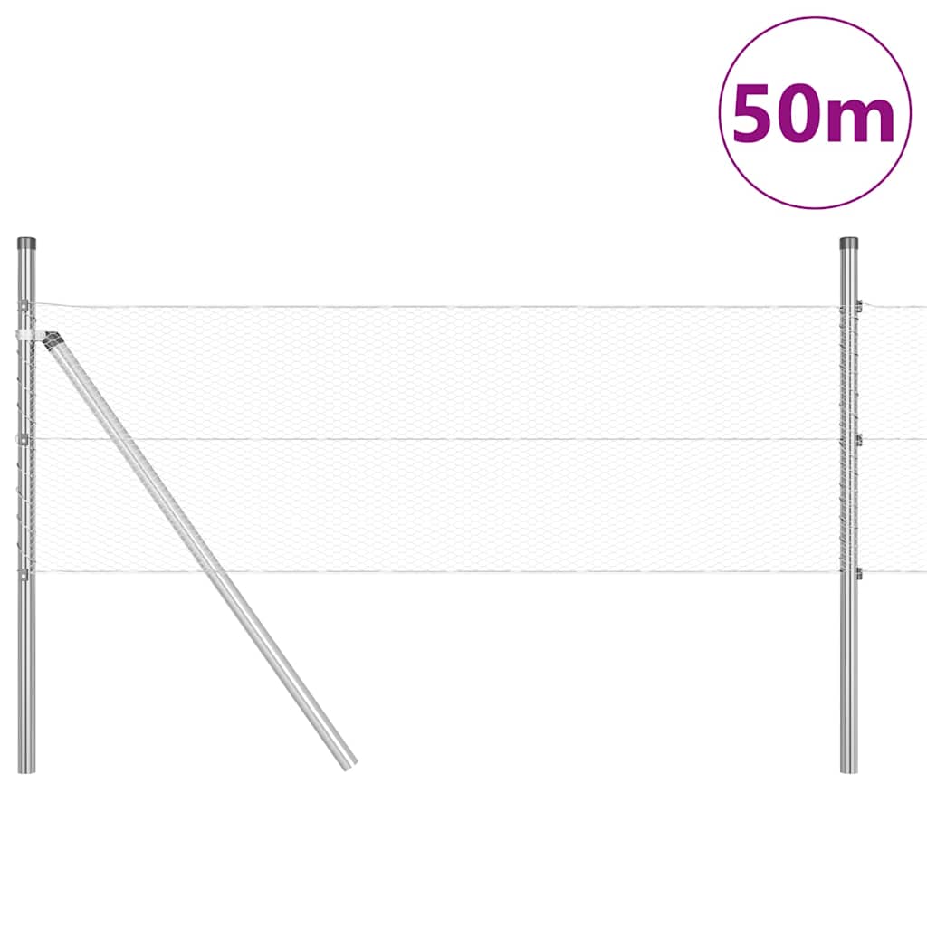 vidaXL Zaunpfosten Silber 50 x 0,6 m (13 mm Maschenweite) Stahl