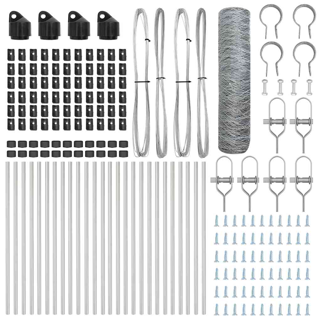 Zaunpfosten Silber 50 x 0,6 m (50 mm Gewebe) Stahl