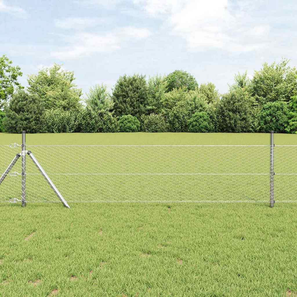 vidaXL Zaunpfosten Silber 50 x 0,8 m (25 mm Netz) Stahl