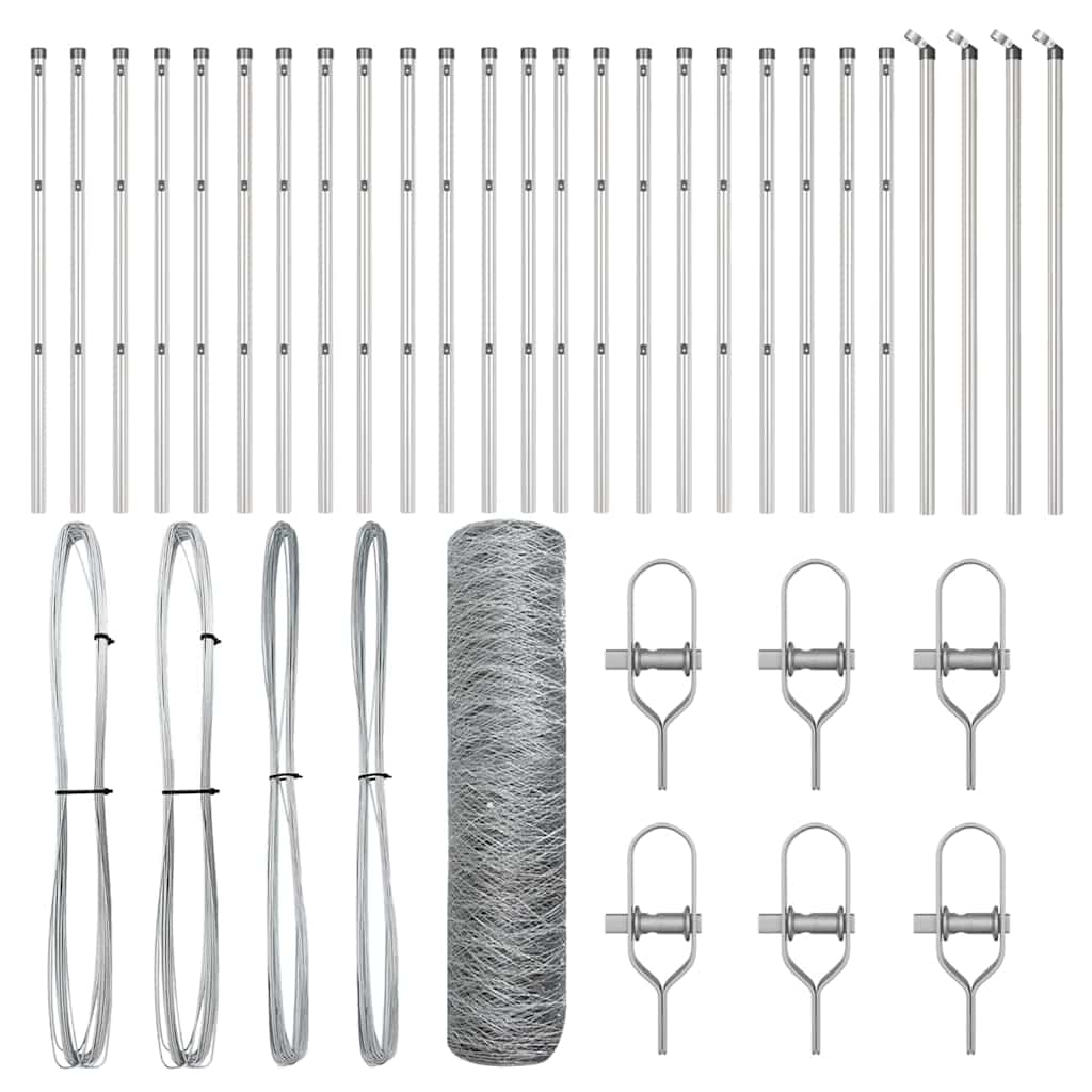 Zaunpfosten Silber 50 x 0,8 m (36 mm Maschen) Stahl