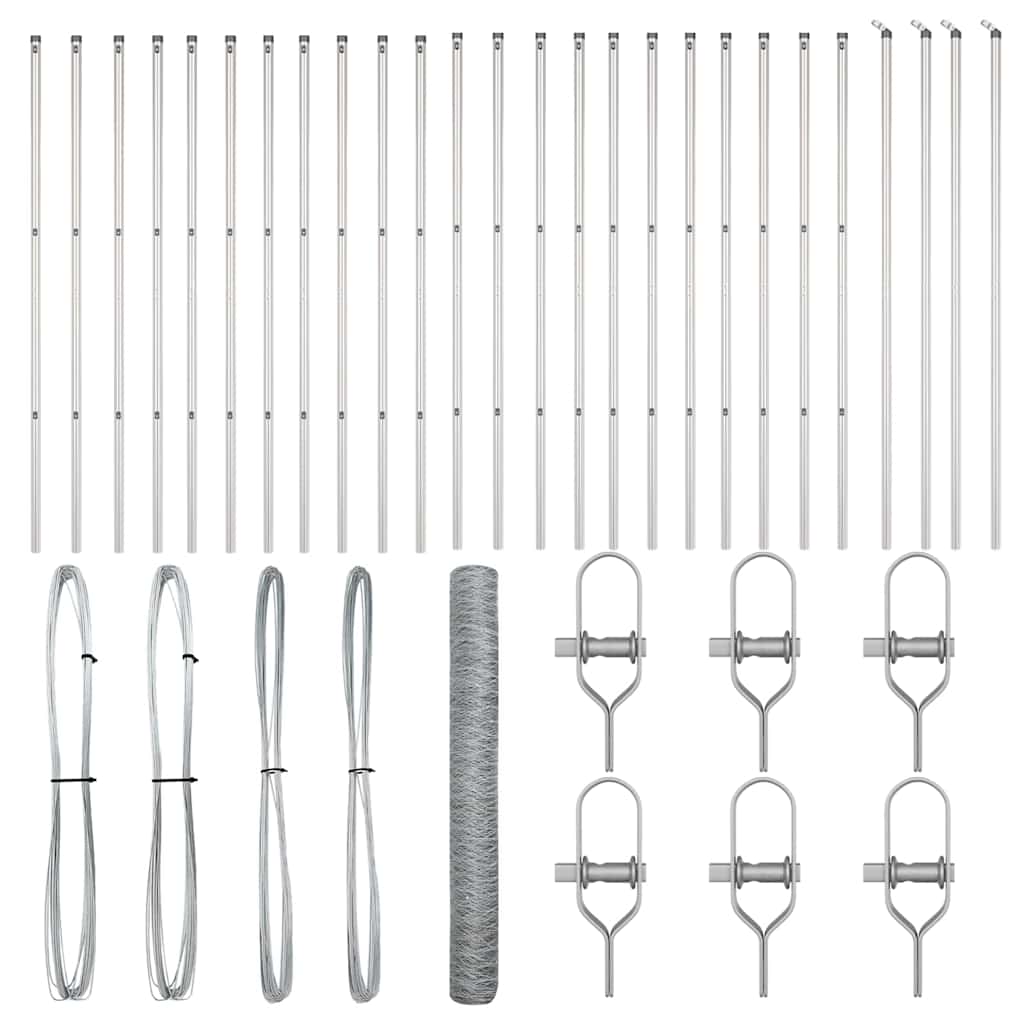 Zaunpfosten Silber 50 x 1 m (36 mm Maschen) Stahl