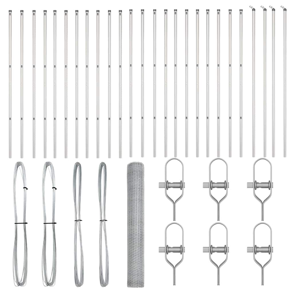 Zaunpfosten Silber 50 x 1,2 m (25 mm Maschen) Stahl