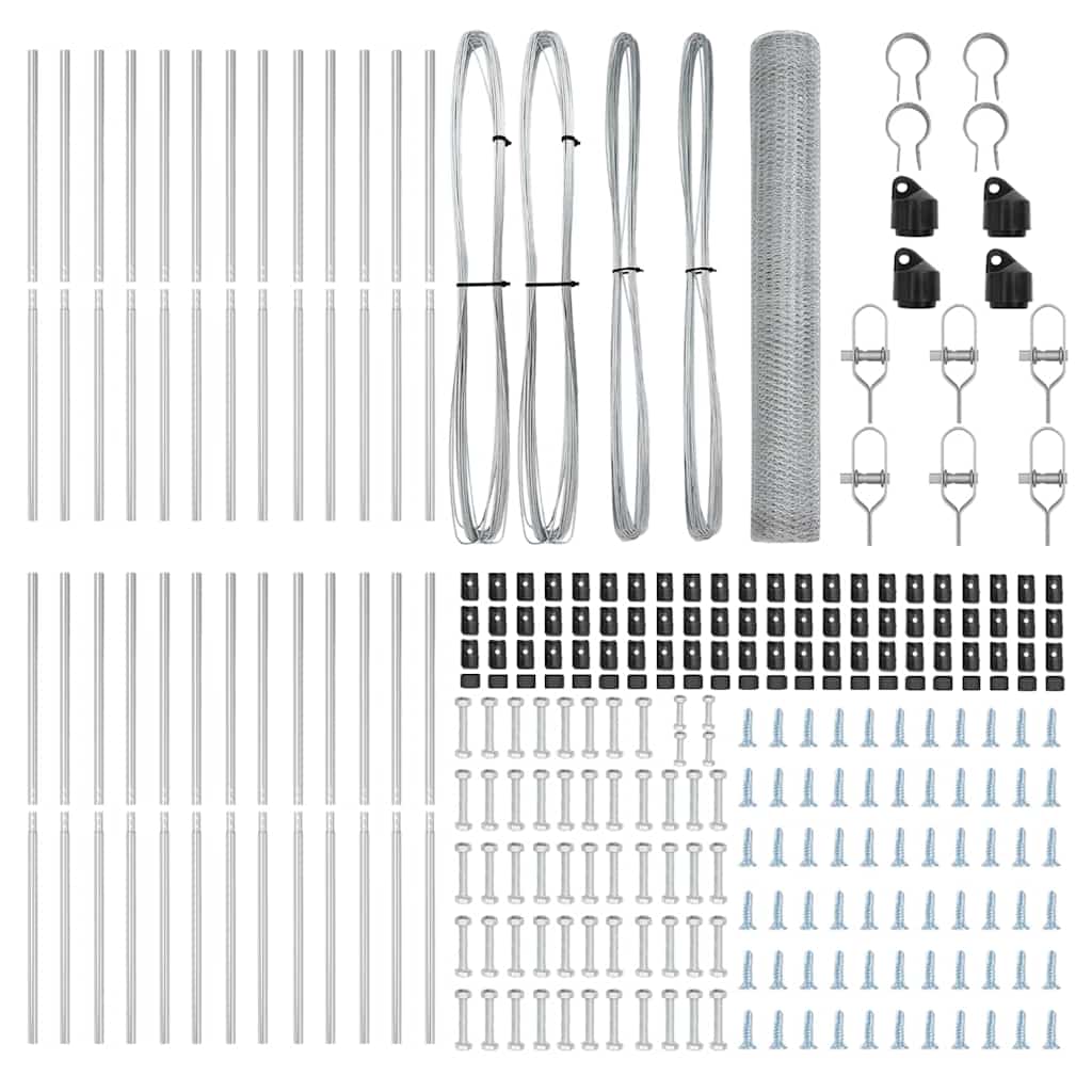 Zaunpfosten Silber 50 x 1,2 m (25 mm Maschen) Stahl