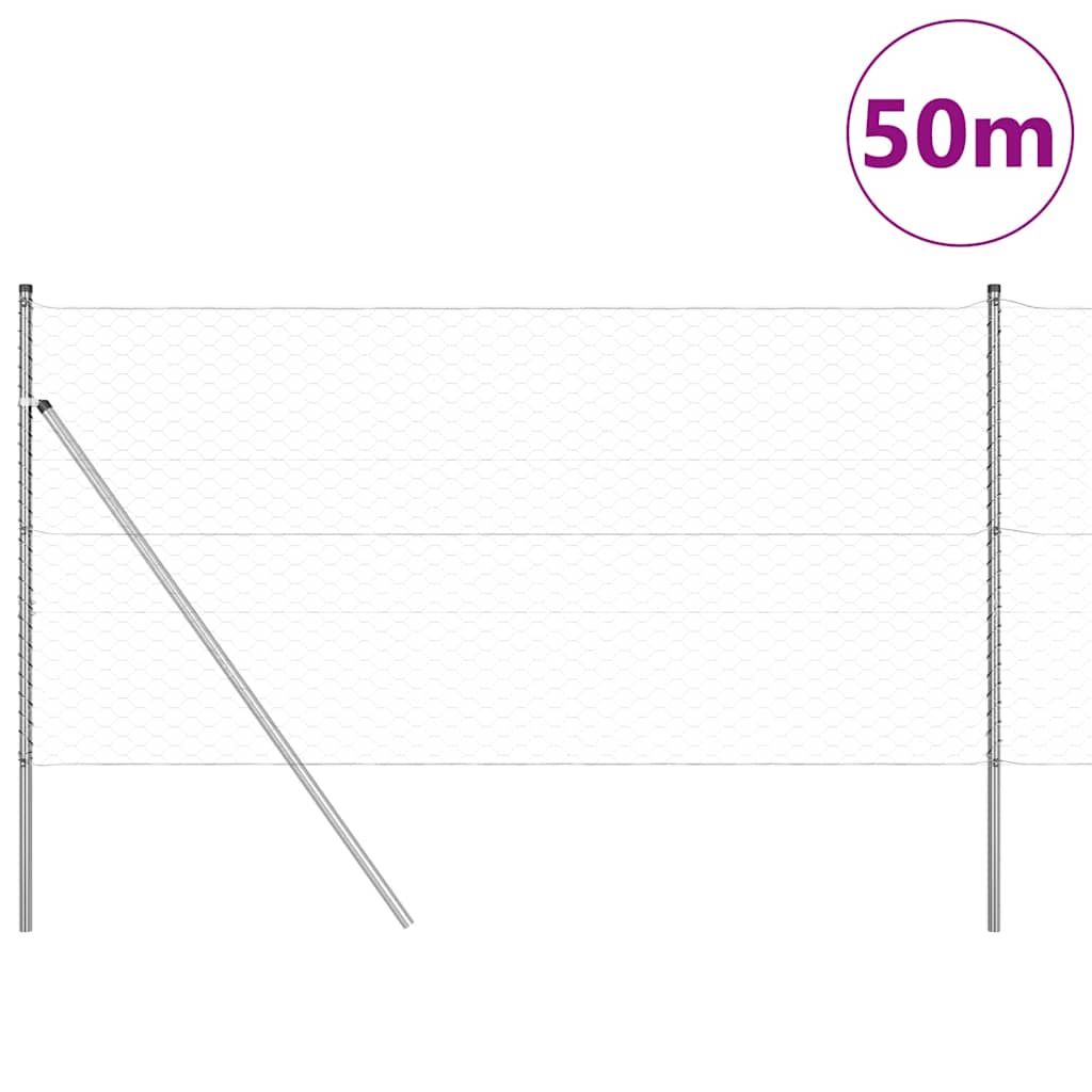 vidaXL Zaunpfosten Silber 50 x 1,2 m (50 mm Gitter) Stahl
