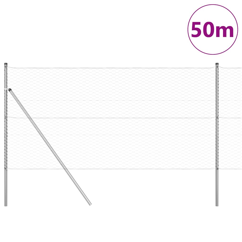 vidaXL Zaunpfosten Silber 50 x 1,4 m (36 mm Netz) Stahl