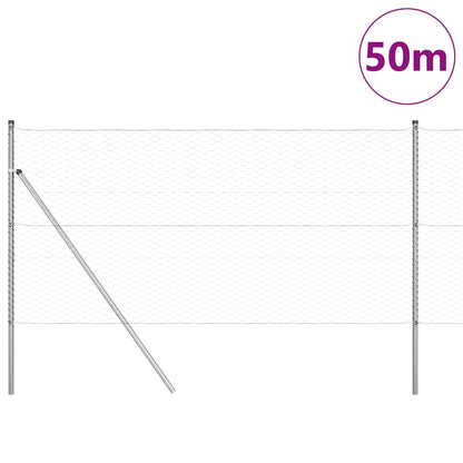 vidaXL Zaunpfosten Silber 50 x 1,4 m (36 mm Netz) Stahl