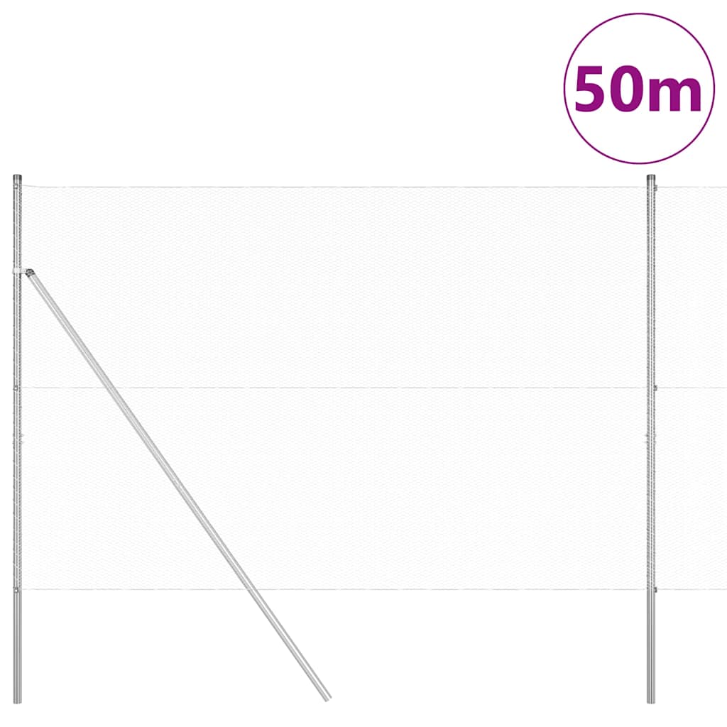vidaXL Zaunpfosten Silber 50 x 1,5 m (13 mm Maschen) Stahl
