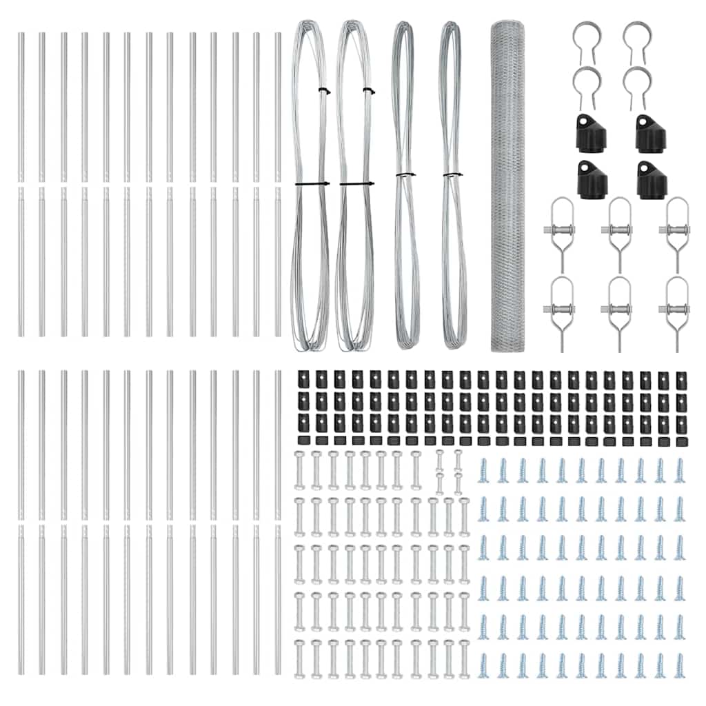 vidaXL Zaunpfosten Silber 50 x 1,5 m (25 mm Maschenweite) Stahl