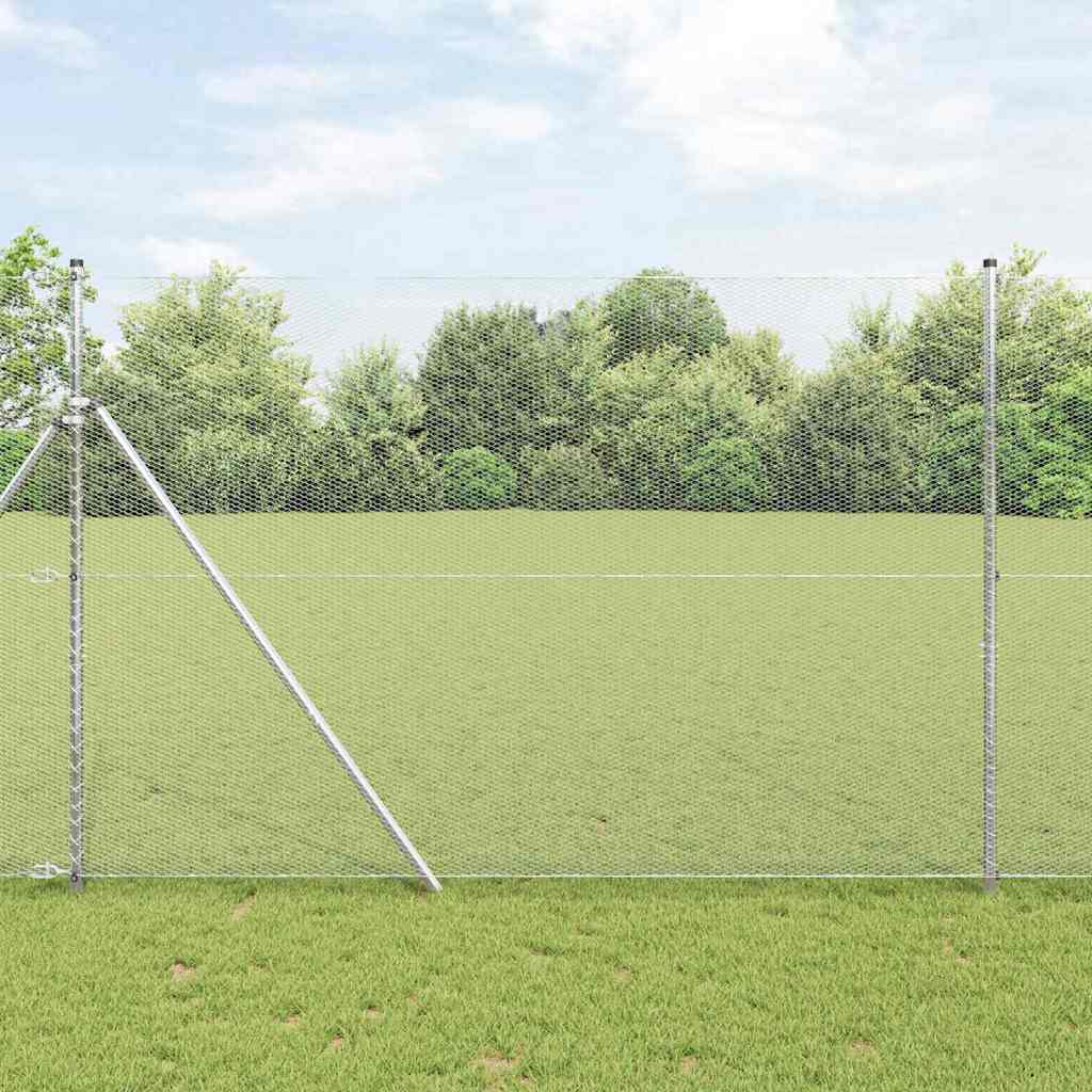 vidaXL Zaunpfosten Silber 50 x 1,6 m (13 mm Maschen) Stahl