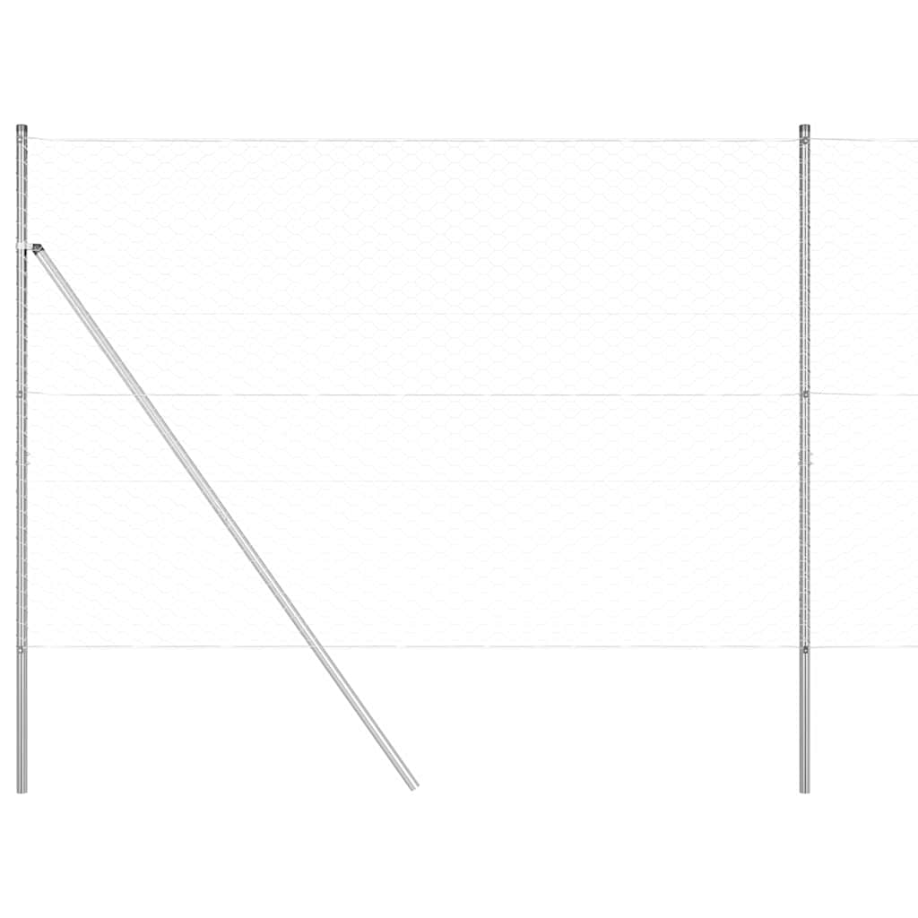vidaXL Zaunpfosten Silber 50 x 1,6 m (50 mm Maschenweite) Stahl