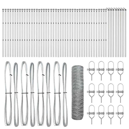 Zaunpfosten Silber 100 x 0,4 m (36 mm Maschen) Stahl