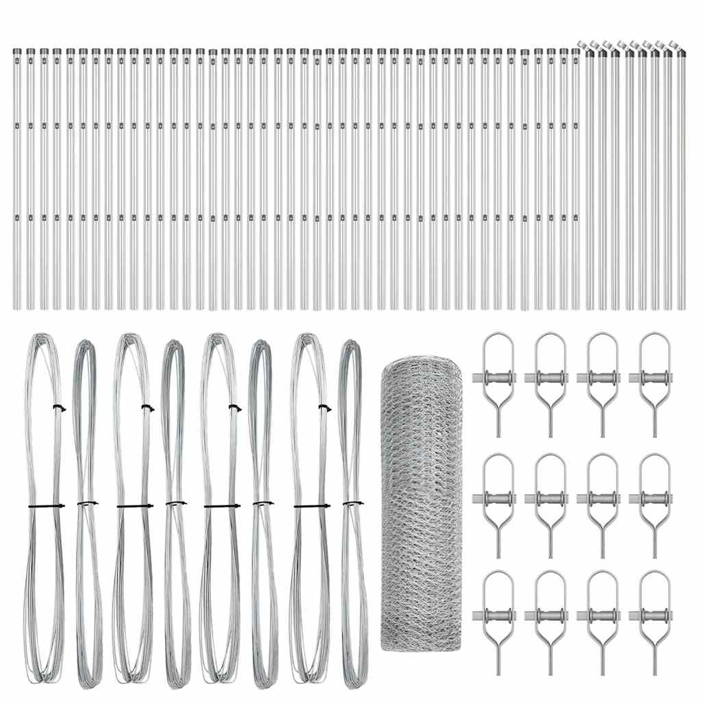 Zaunpfosten Silber 100 x 0,5 m (13 mm Netz) Stahl