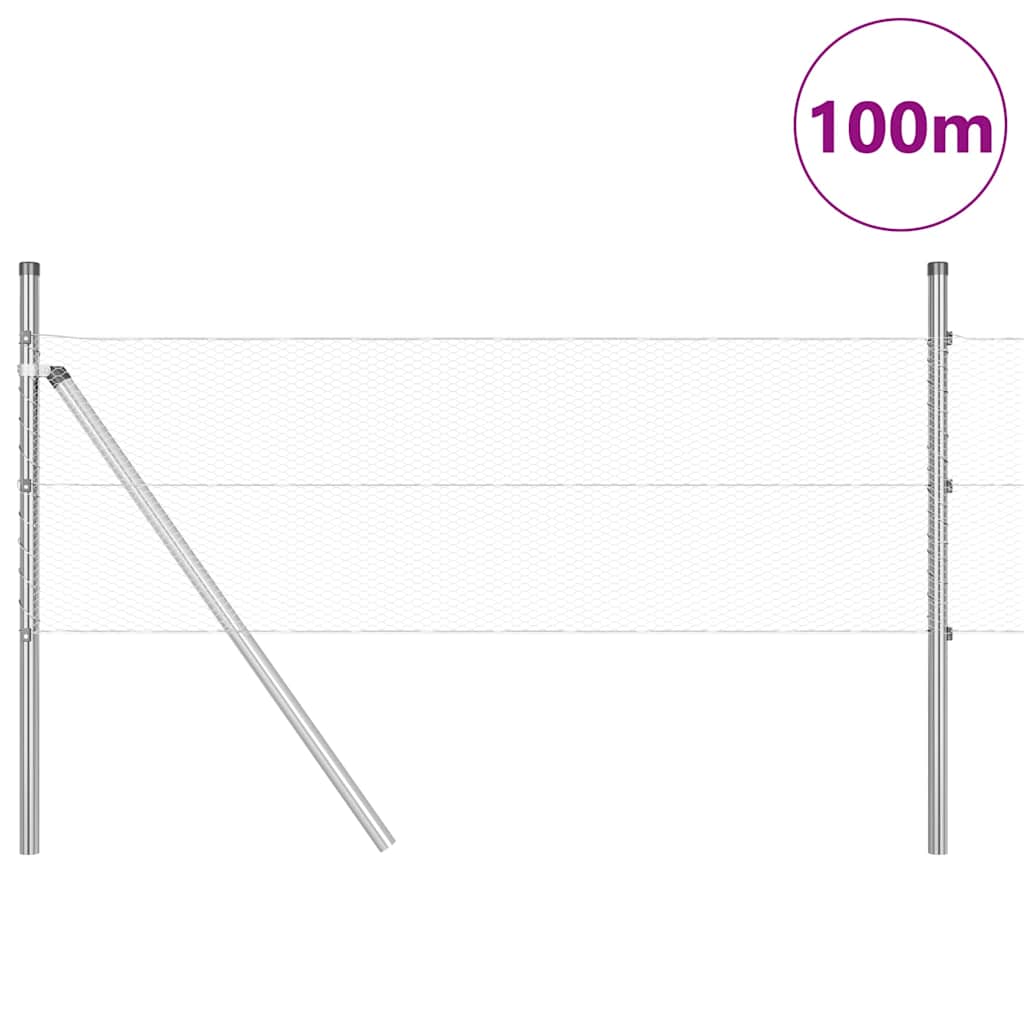 vidaXL Zaunpfosten Silber 100 x 0,8 m (13 mm Maschenweite) Stahl