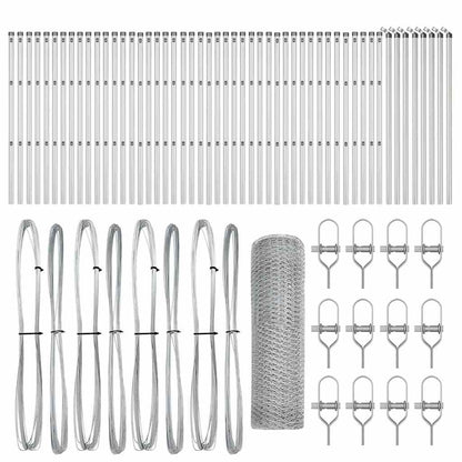 Zaunpfosten Silber 100 x 0,8 m (25 mm Gitter) Stahl