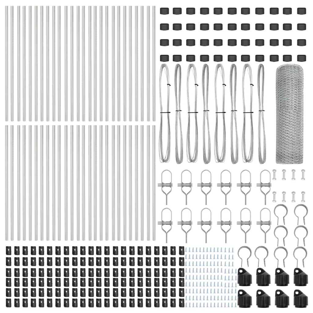 Zaunpfosten Silber 100 x 0,8 m (25 mm Gitter) Stahl