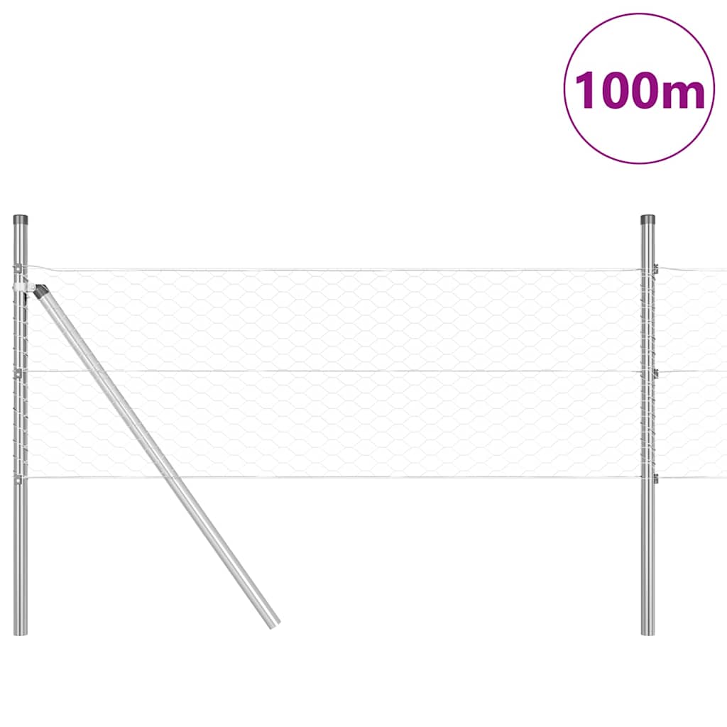 vidaXL Zaunpfosten Silber 100 x 0,8 m (36 mm Maschenweite) Stahl
