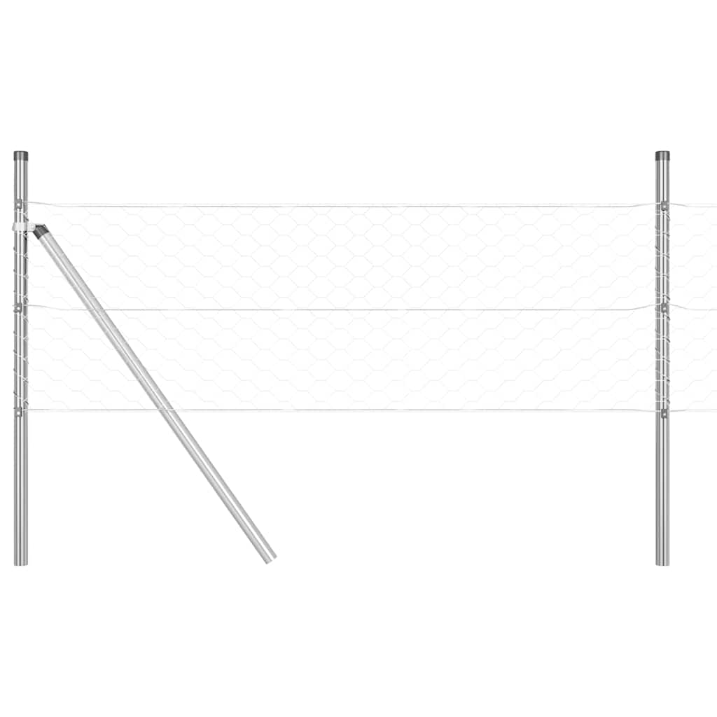 vidaXL Zaunpfosten Silber 100 x 0,8 m (50 mm Maschen) Stahl