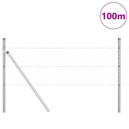 vidaXL Zaunpfosten Silber 100 x 0,8 m (50 mm Maschen) Stahl