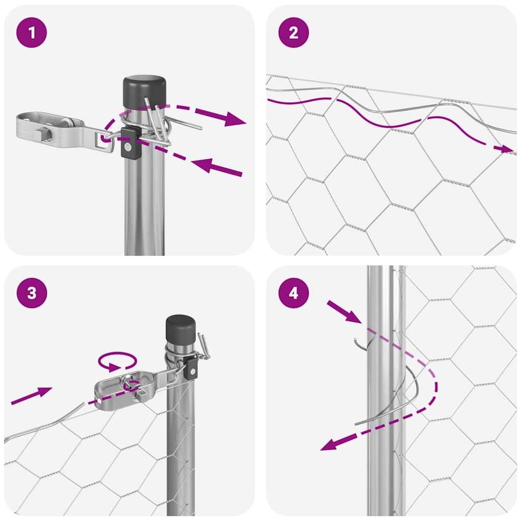 vidaXL Zaunpfosten Silber 100 x 1 m (50 mm Maschenweite) Stahl