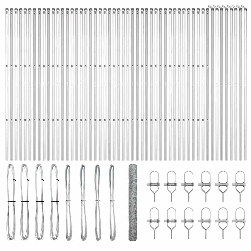 Zaunpfosten Silber 100 x 1,2 m (36 mm Maschen) Stahl