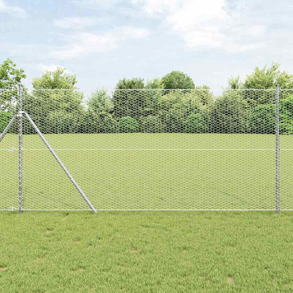 vidaXL Zaunpfosten Silber 100 x 1,4 m (25 mm Maschenweite) Stahl