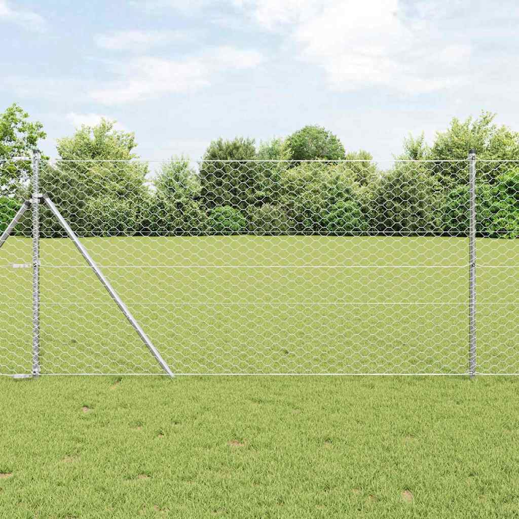 vidaXL Zaunpfosten Silber 100 x 1,4 m (50 mm Maschen) Stahl