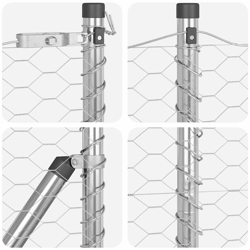 vidaXL Zaunpfosten Silber 100 x 1,5 m (36 mm Maschenweite) Stahl