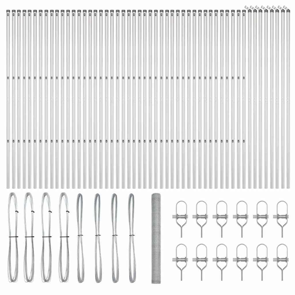 vidaXL Zaunpfosten Silber 100 x 1,6 m (25 mm Maschennetz) Stahl