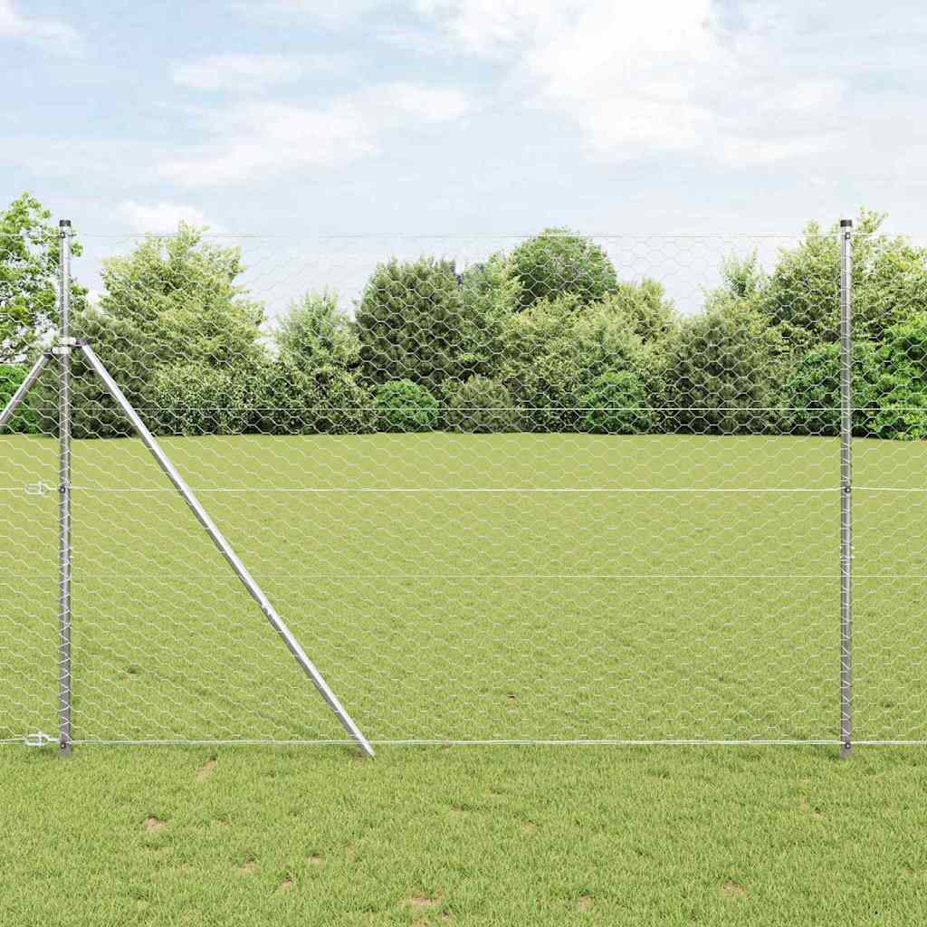 vidaXL Zaunpfosten Silber 100 x 1,6 m (50 mm Maschen) Stahl