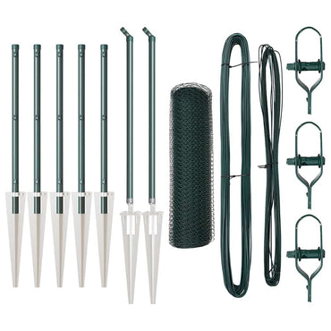 vidaXL Zaunpfosten Grün 10 x 0,5 m (13 mm Netz) Stahl und PVC