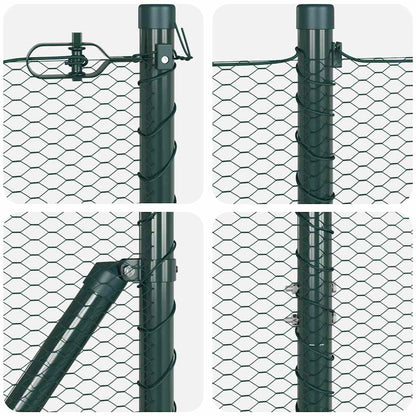 vidaXL Zaunpfosten Grün 10 x 1,2 m (13 mm Maschen) Stahl und PVC